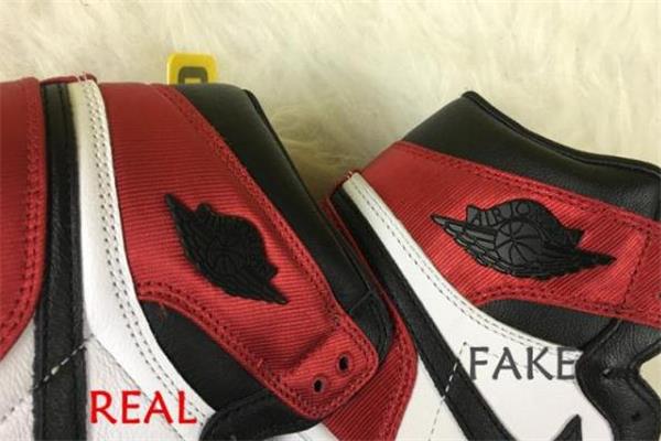 aj1红丝绸真假对比 aj1红丝绸黑脚趾真假鉴定