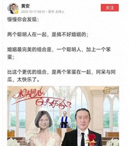 ​黄安与蔡英文惊爆结婚照，网友狂赞为统一而婚！