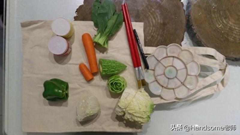 儿童创意美术：蔬菜拓印画-一园青菜成了精