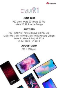 ​华为公布 EMUI 9.1 升级时间表，新老机型一起更新