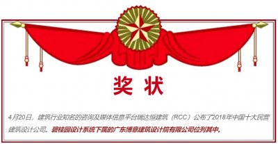 ​RCC公布全国十大民营建筑设计公司 碧桂园设计院上榜