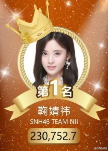 ​四千年一遇美女鞠婧祎摘SNH48年度人气总决选桂冠