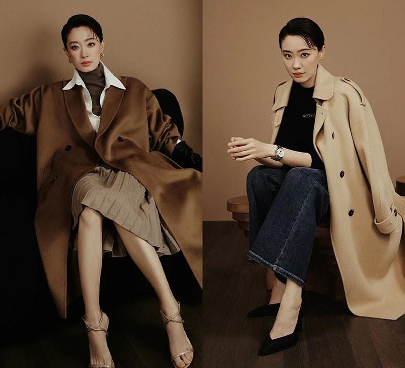 建议女人尽量少穿大衣+小黑裤，学张小斐这样穿，高级时髦又洋气