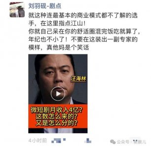 短剧公司高管怒斥编剧汪海林:不懂装懂胡乱指点江山,真是个笑话