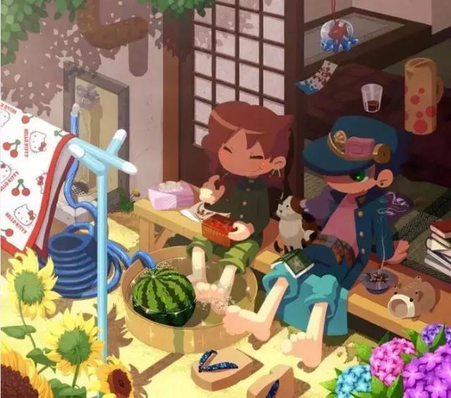 悠闲夏日，清新风格动漫图片