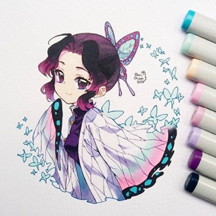 超好看的一组马克笔卡通少女手绘，个个都是大眼萌，实在太可爱