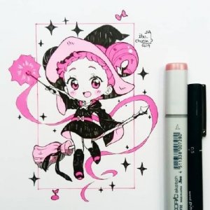 ​超好看的一组马克笔卡通少女手绘，个个都是大眼萌，实在太可爱